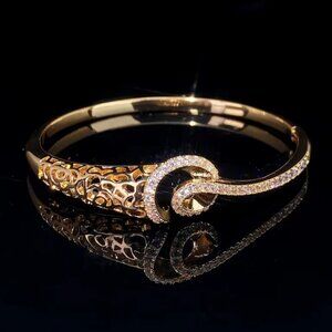 14K Gold 7" Womens 2ct Diamond Bangle Bracelet Ladies New 14 K Silver Jewelry